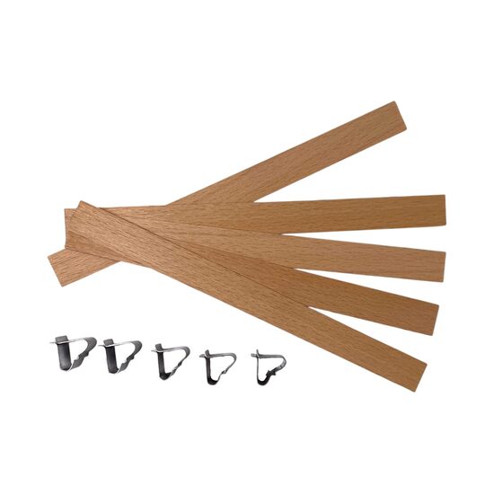 	Koka dakts ar metāla turētāju 15 cm ( lielā) 5 gab